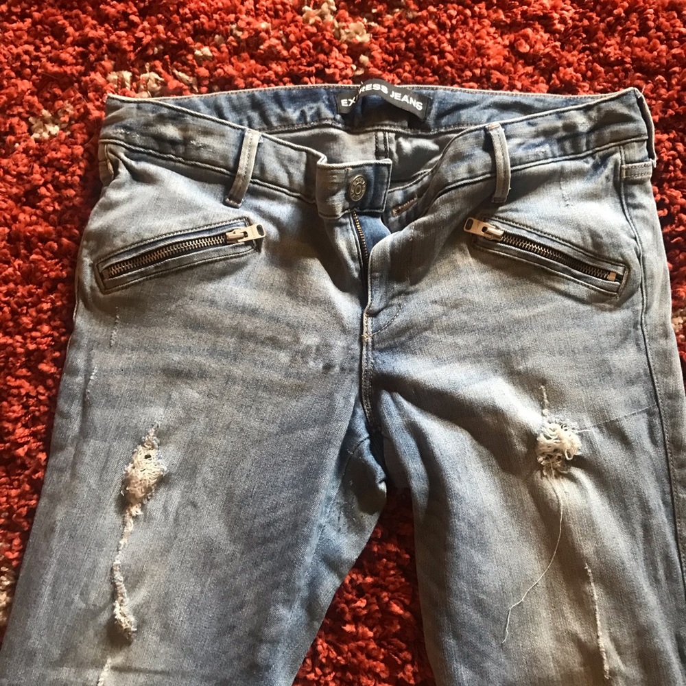 Express ankle/cropped jeggings with zippers